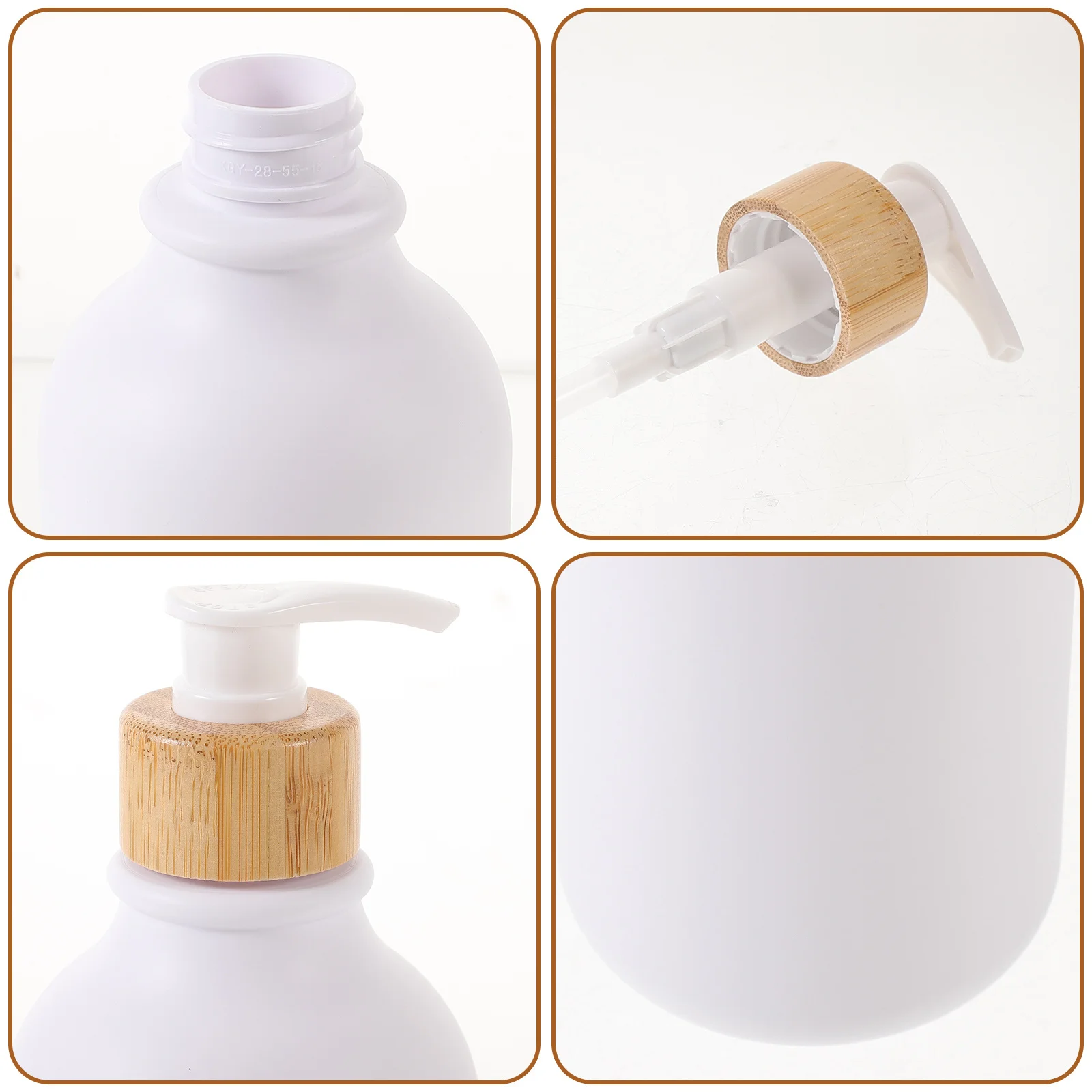 3Pcs Refillable Shampoo Dispenser Bottles Large Capacity Pet Wood Material Pump Bottle for Bathroom Kitchen Shower