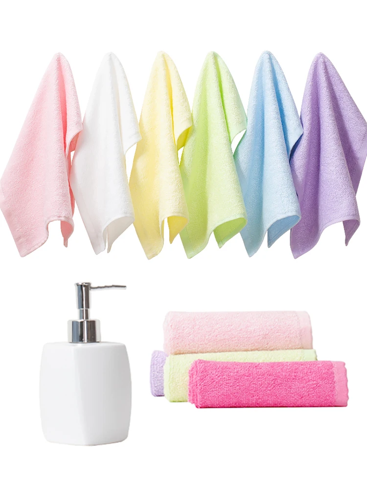 3/6 pièces 25x25cm petite serviette carrée en Fiber de bambou maternelle enfants bébé serviette suspendue petite gant de toilette salle de bain serviettes à récurer