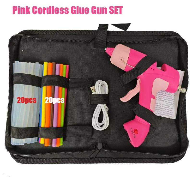 

Розовый пистолет для горячего клея с клеевыми палочками 7 мм, набор мини-перезаряжаемых горячих силиконовых пистолетов 20 Вт, мини-нагреватель для школьного ремесла, сделай сам, искусство