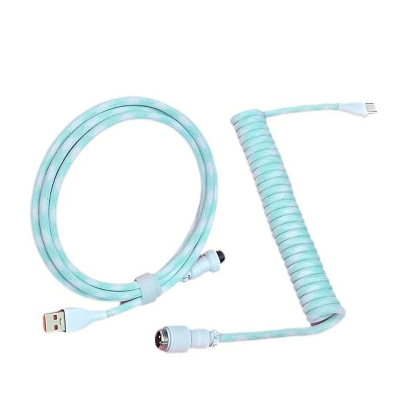 Computer Game Keyboards  Cable, Coiled Aviation Cable for Mechanical Keyboards , TypeC to USB-A Removable Aviation Plug
