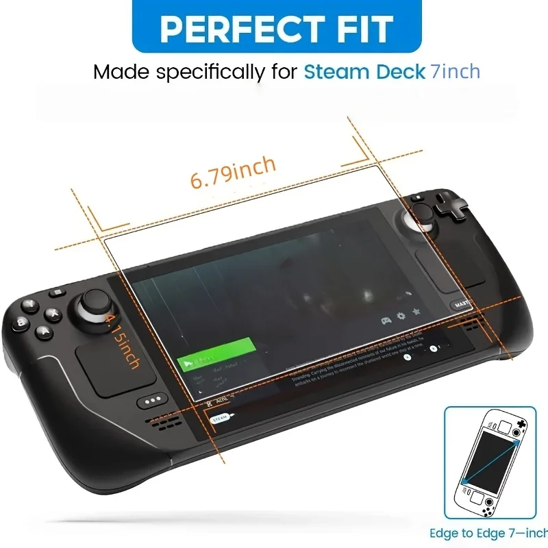 2 pieces of 9H tempered glass scratch resistant protective film, suitable for screen protectors on Steam Deck handheld devices