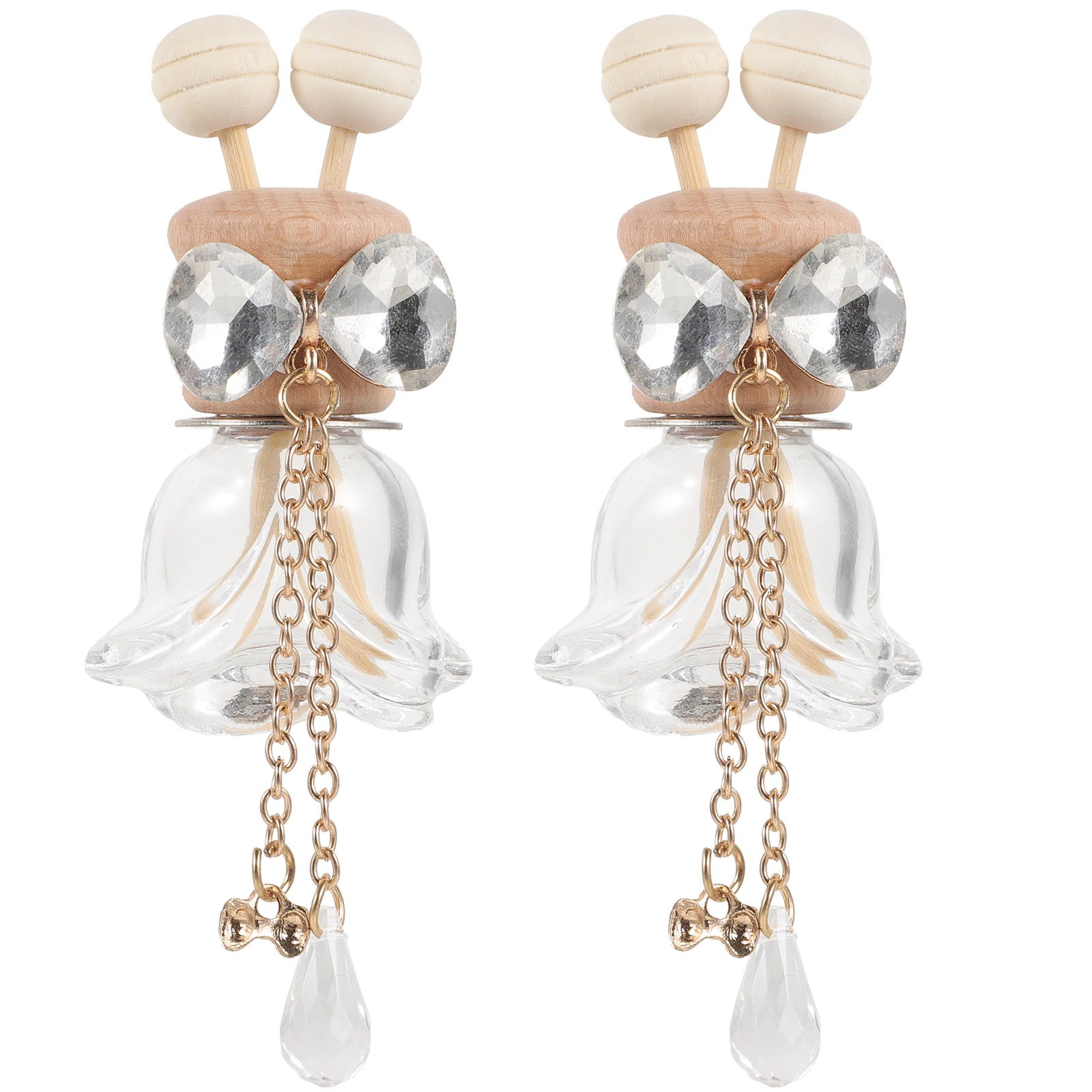 

2pcs Glass Car Air Freshener Perfume Clip Bottle Vent Outlet Diffuser Portable Essential Oil Decorative Car Accessories For