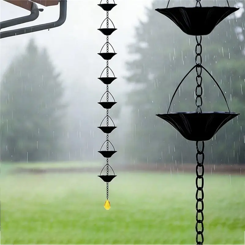 

2025 Hot Style Decorative Downspout Alternative Replacement, Lotus Rain Chain For Gutters- 8.5Ft Metal Rainwater Catcher Chain 1