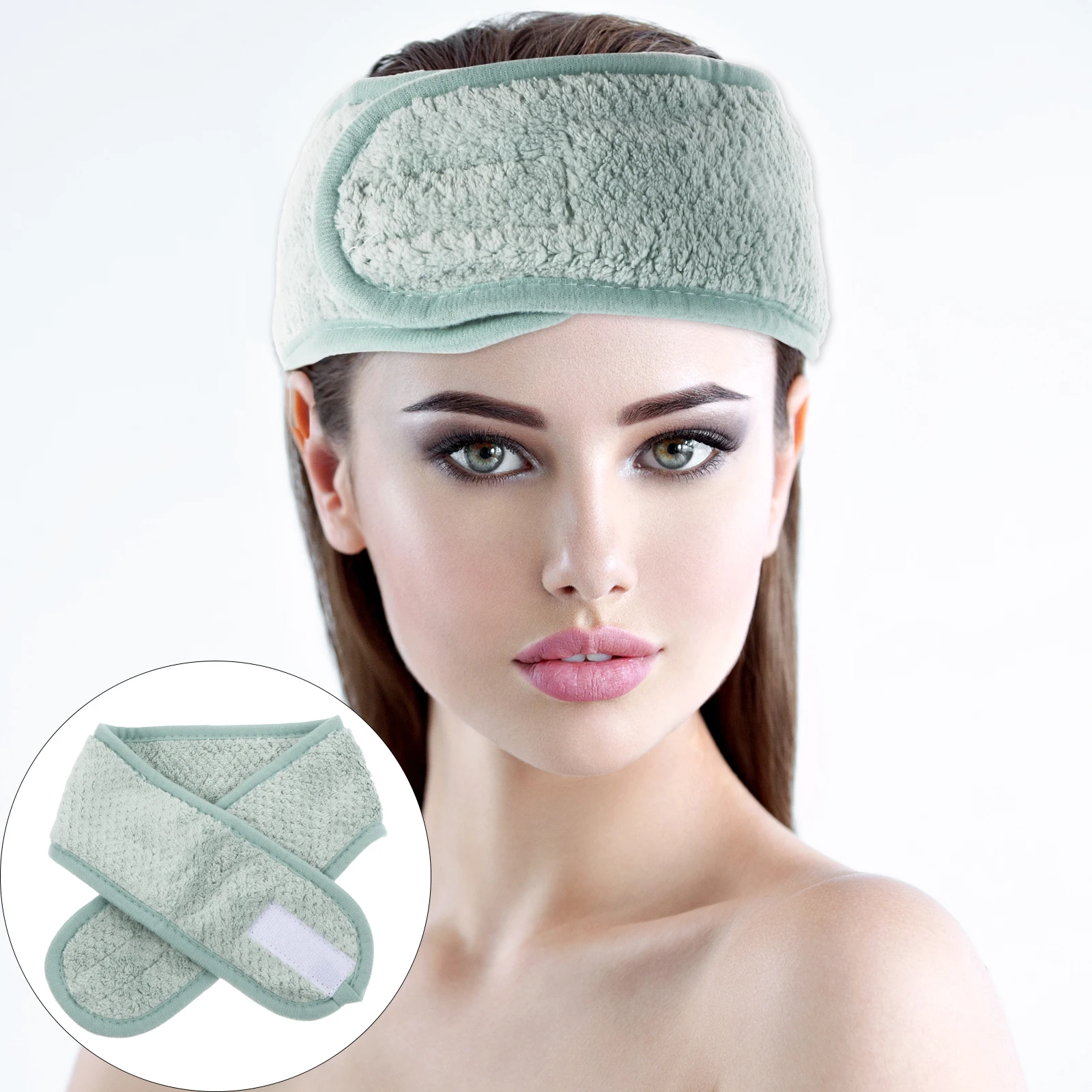 

2Pcs Makeup Headband Elastic Stretch Super Absorbent Face Washing Bathing Shower Hair Wrap Thick Makeup Towel Spa Headband