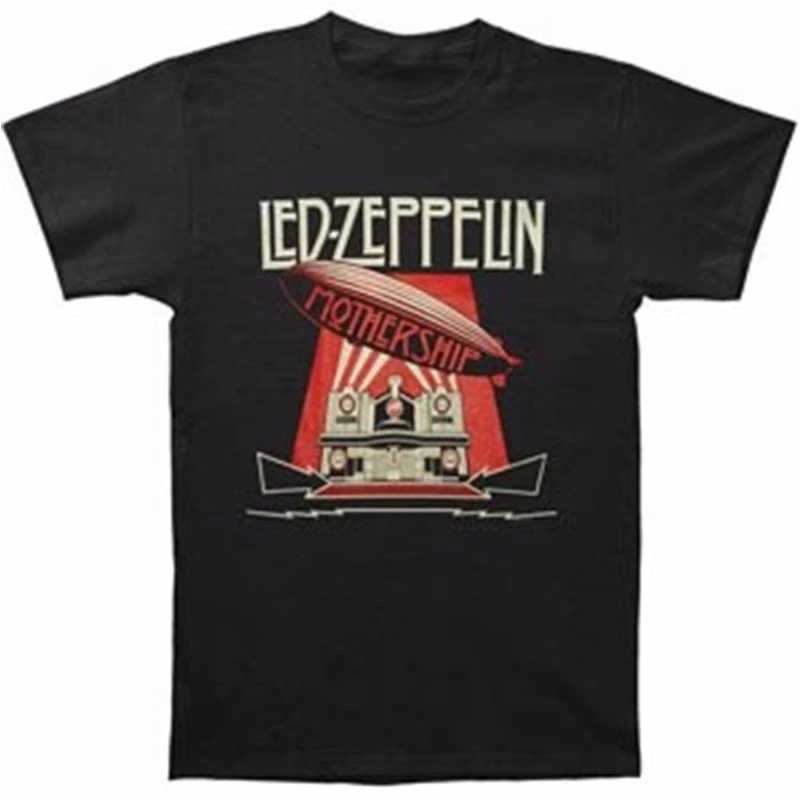 Rare Summer European-American Style Led Zeppelin Punk Rock Band Retro American-style Streetwear Men's and Women's T-shirts