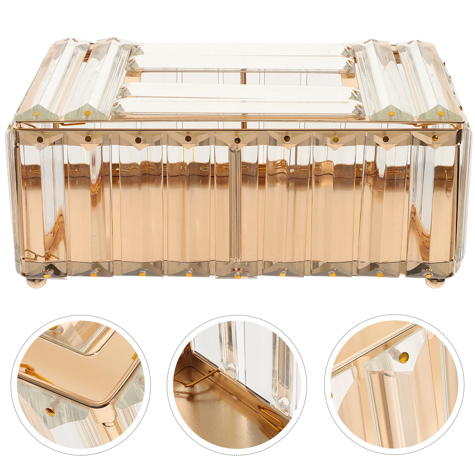 

Crystal Alloy Rectangular Tissue Box Cover Decorative Paper Napkin Holder for Home Office Car Living Room Bedroom