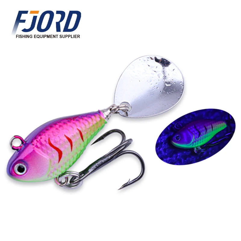 FJORD Spinner 10,5 g 14 g 21 g Angelköder, rotierender Paillettenschwanz, UV-Effekt, Oberfläche, Vib, Jig-Köder, Süßwasser-Salzwasser-Angelartikel