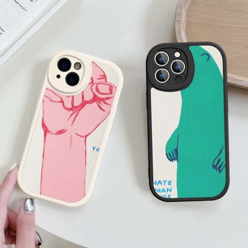 

D-David S-Shrigley Phone Case Hard Leather For iPhone 14 13 12 Mini 11 14 Pro Max Xs X Xr 7 8 Plus Fundas