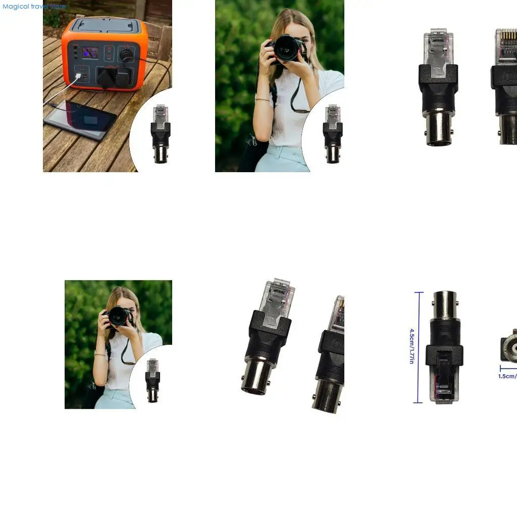 N2UB BNC Female to RJ45 Male Coaxial Coax Barrels Coupler Adapter Connectors for Line