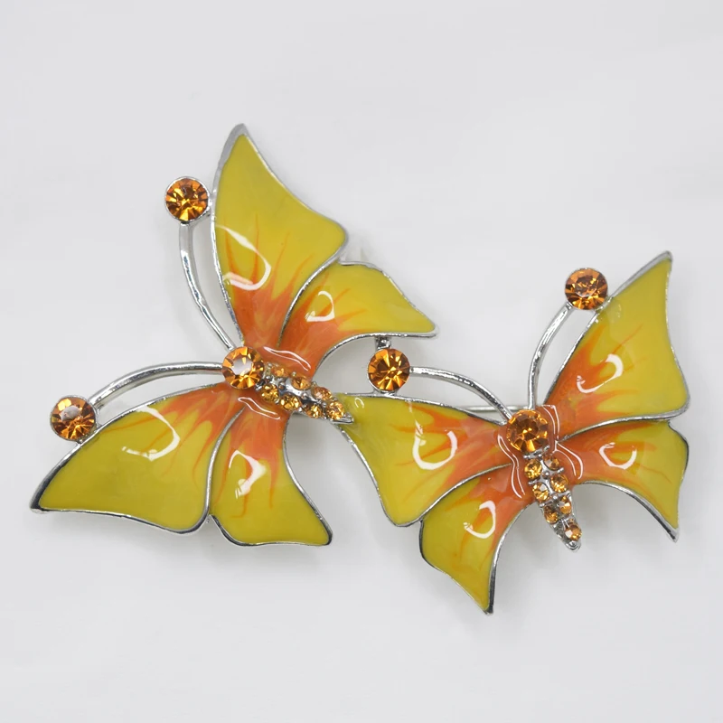 

12pcs/lot Wholesale Exquisite Unique Enamel Rhinestone Butterfly Pin brooches jewelry gift Accessories C101974