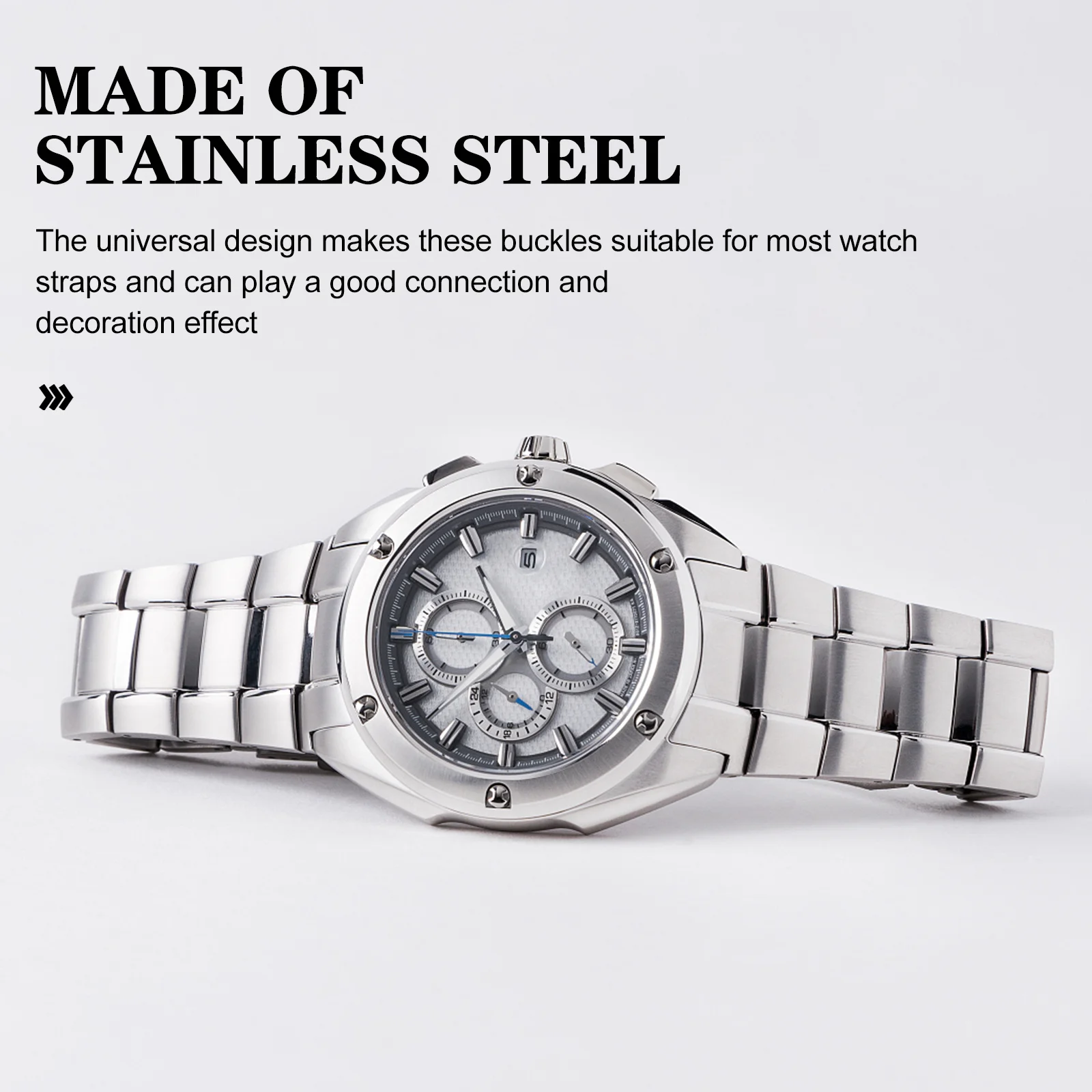 

1 Set Stainless Steel Watch Clasps Double Press Metal Buckle For Watch Band Repair Replacement Watchband Clasp Spring Bars Tool