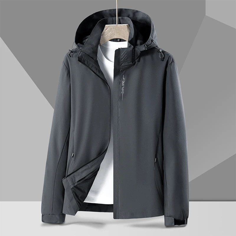 Men Hooded Jacket Autumn Thin Sport Jackets Causal Windbreaker Breathable Outdoor Coats Windproof Men's Clothing Top