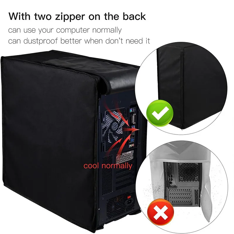 Oxford Cloth PC Tower Dust Cover Waterproof Desktop Computer Host Protective Sleeve Anti-Dust CPU Chassis Storage Cover