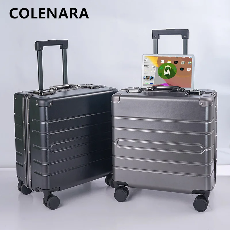 COLENARA Cabin Suitcase 18 Inch Boarding Box Men's Business Trolley Case Cart Travel Bag Universal Wheel Rolling Luggage