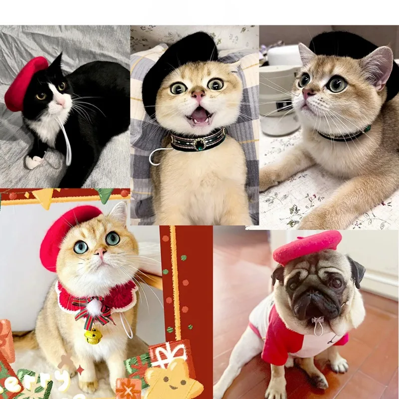 Pets Dog Hat Accessories Pets Grooming Dress Up Cap Cute Beret Mini Decorative Cat Headwear Puppy Painter Felt Hat