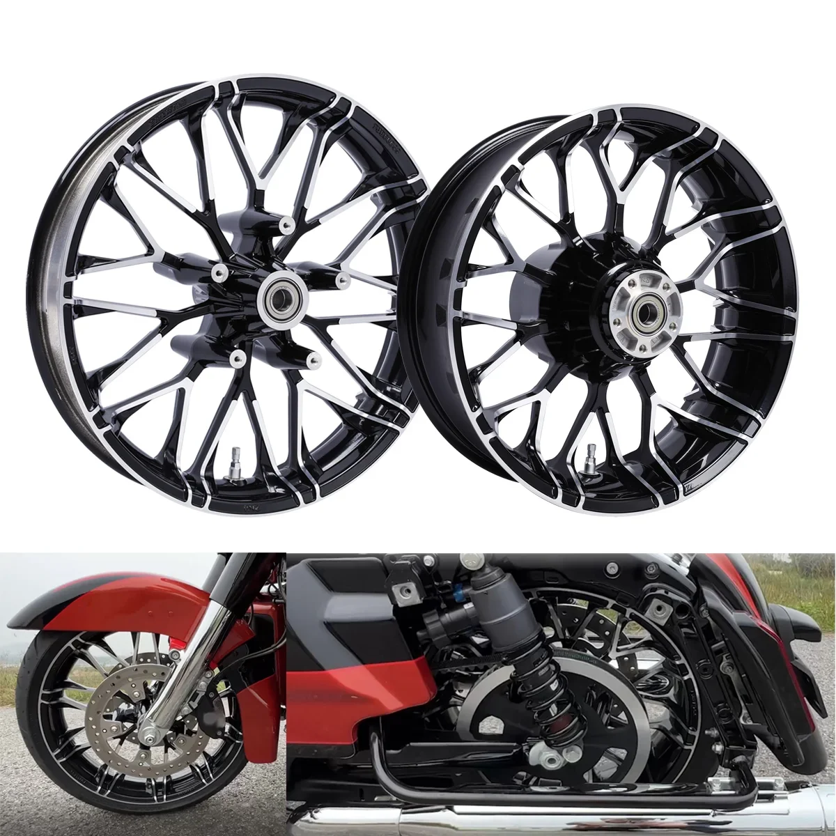 

XMT 19'' Front Wheel Rim & 18" Rear Wheel Rim Fit Suitable For Harley Road King Glide 2008-2023 ABS