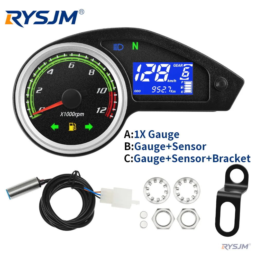 Universal Motorcycle Dashboard Motorcycle Speedometer 12000rpm Tachometer Odometer Fuel Gear For Brazil GY200 For 12V Motorcycle