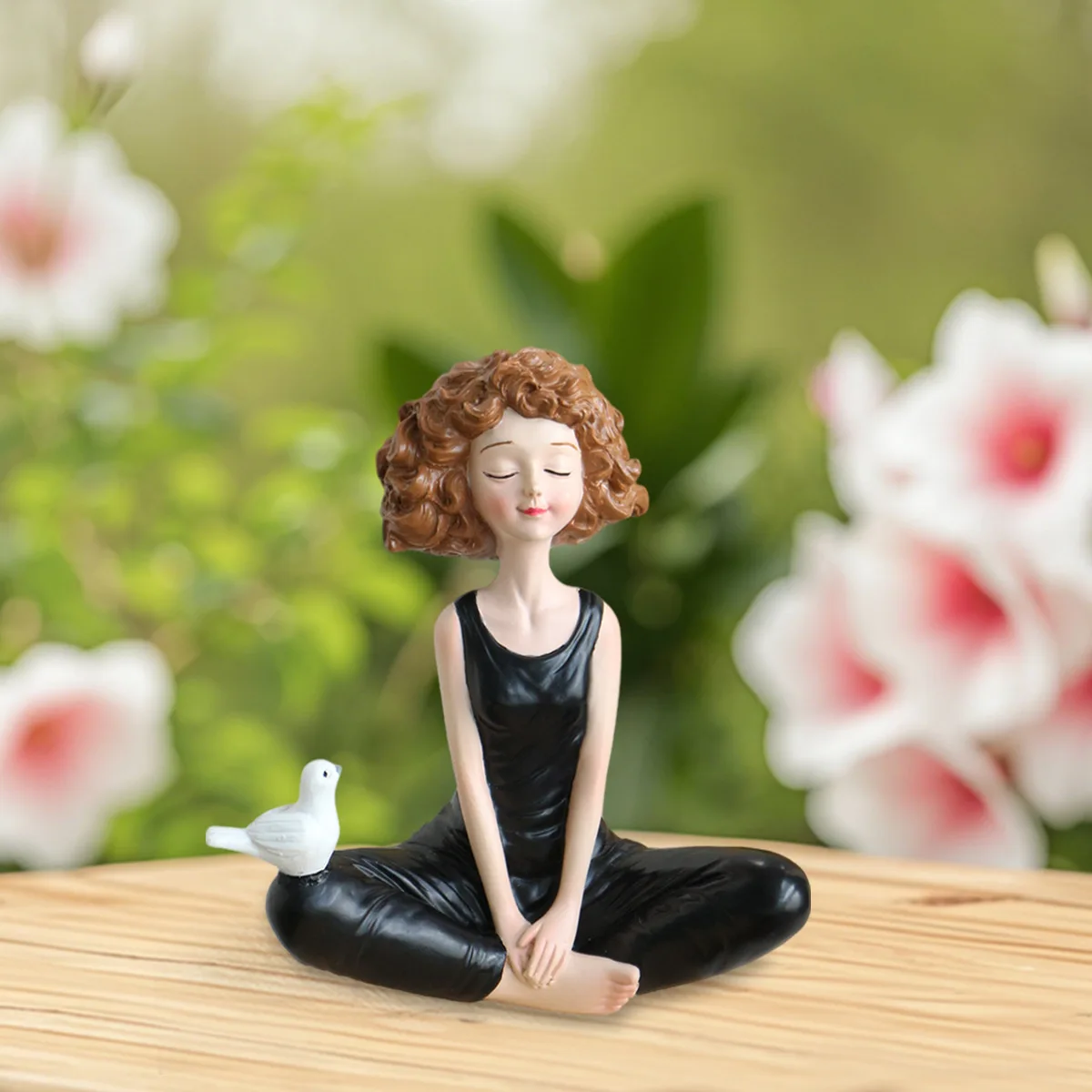 

Minimalist Black Girl Statue - Yoga Meditation Decor for Living Room & TV Stand