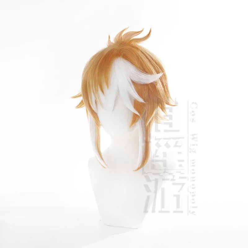 Anime Gorou Cosplay Wig Game Genshin Impact 45CM Short Hair Heat-resistant Synthetic Hair Halloween Party Cosplay Wigs+wig Cap