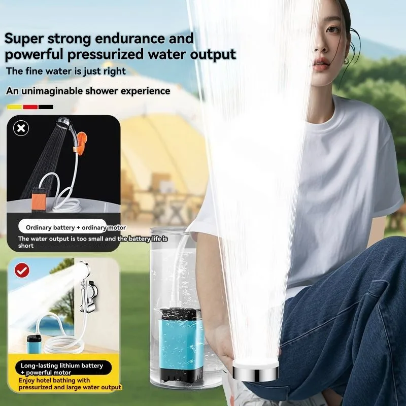 ポータブル電動シャワーセット（アウトドア、キャンプ、野外作業用）- モダンミニマリストスタイル