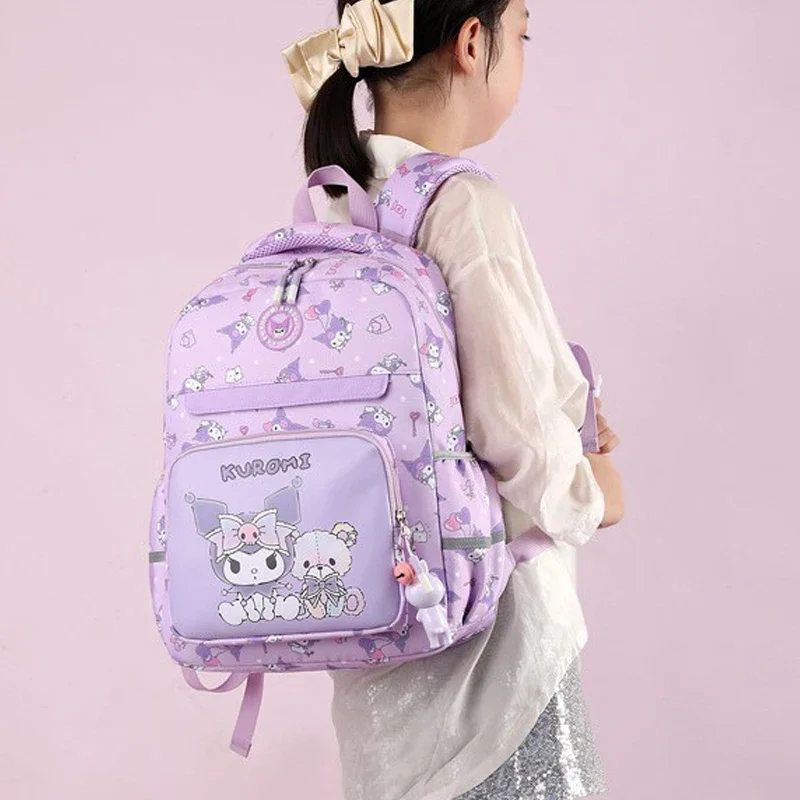 حقيبة ظهر جديدة للأطفال من Hello Kittys حقيبة مدرسية ذات سعة كبيرة للطالبات من Kuromi مطبوع عليها رسوم كرتونية Kawaii قابلة للتنفس