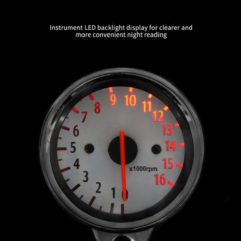 12V 16000 RPM Waterproof Motorcycle Speedometer Tachometer Backlight Gauge for 1 2 3 Cylinders