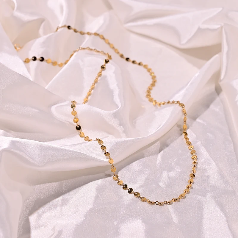 70CM Gold Color Stainless Steel Long Necklace for Women Fashion Tarnish Free Round Shape Sweater Chain Necklace Fashion Jewelry