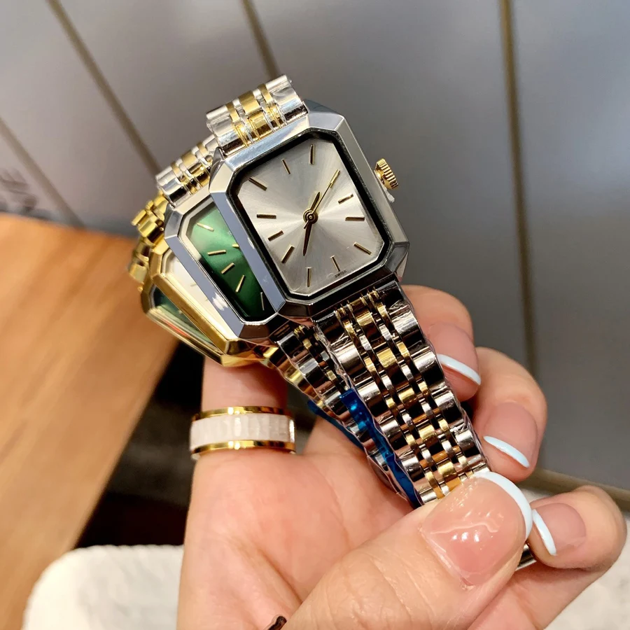 Fashion Brand Wrist Watches Women Girl Ladies Pretty 23mm Rectangle Style Dial Steel Metal Band Quartz Luxury Clock R211