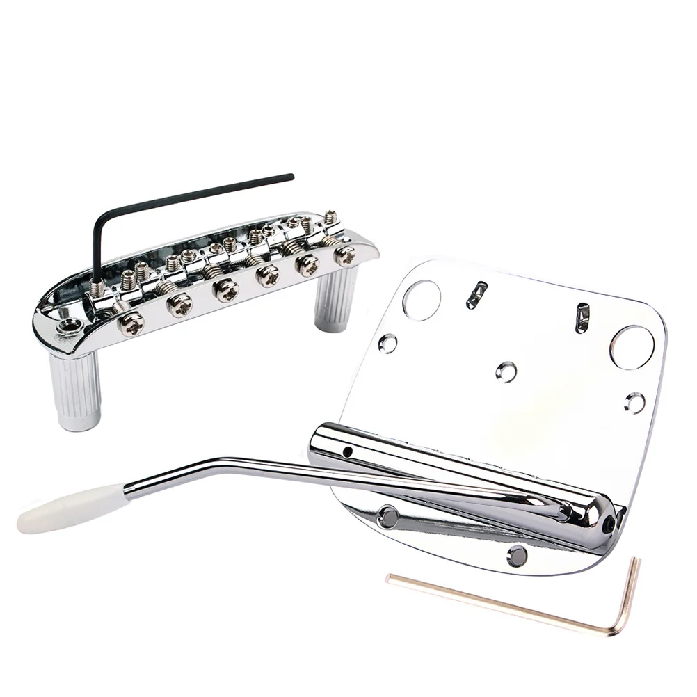 

Guitar Bridge Tailpiece Set Premium 6 String Tremolo System Compatible with Mustang Guitar Includes All Mounting Hardware