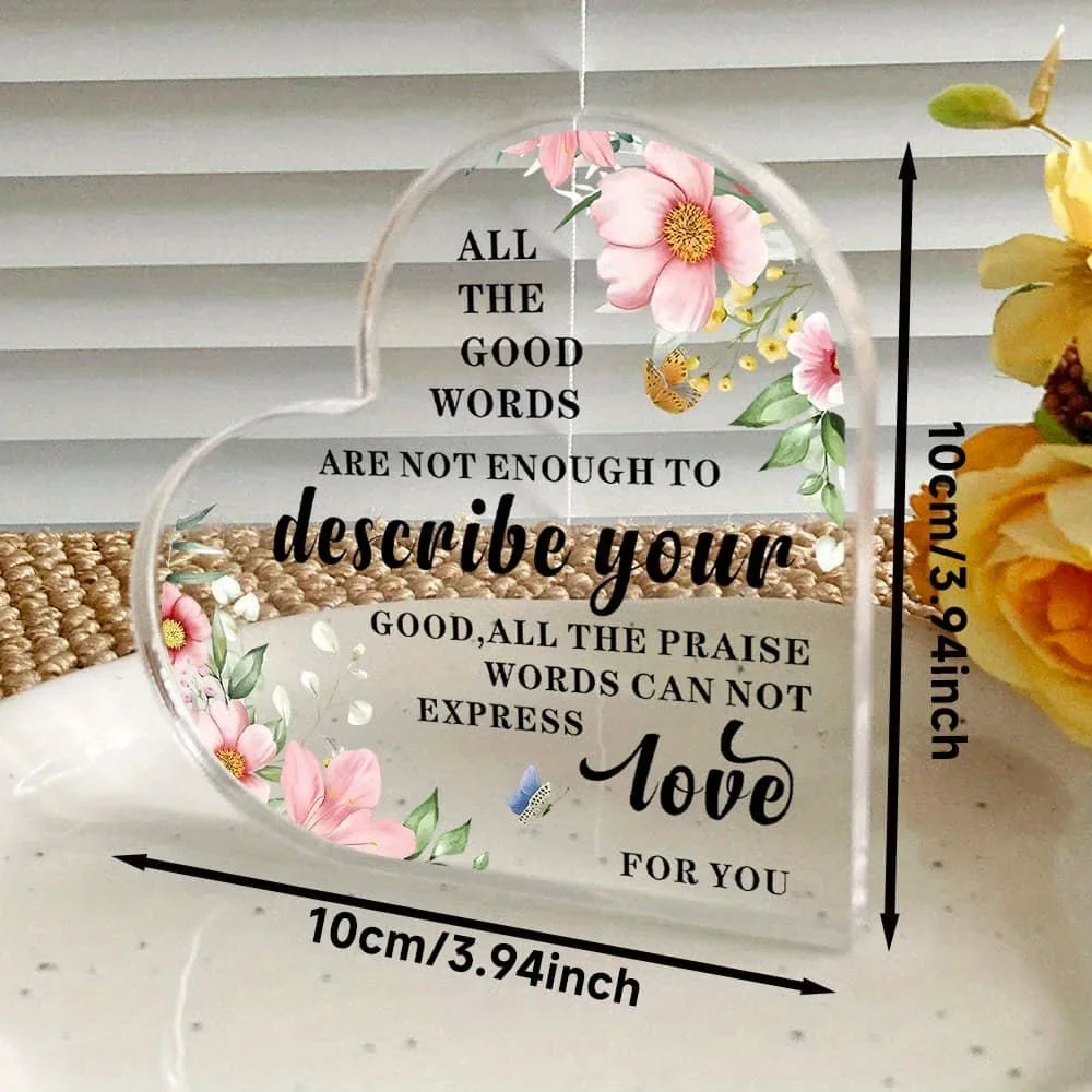 Brand 2D Flat Couple Heart Acrylic Wall Decor Boho Floral Bedroom Office Living Room Unique Gift For Wife Sister Birthday Annive