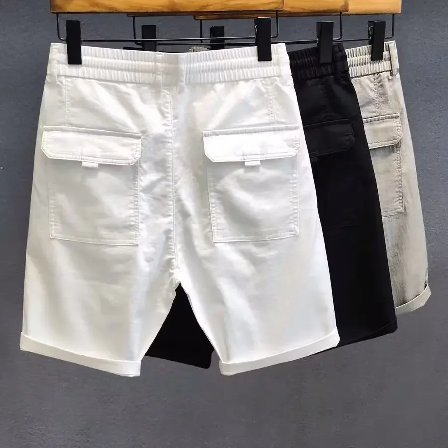 2026 New Fashion Loose Sports Shorts Men's Summer Solid Color Casual Short Pants Men Pocket Elastic Waist Thin Shorts