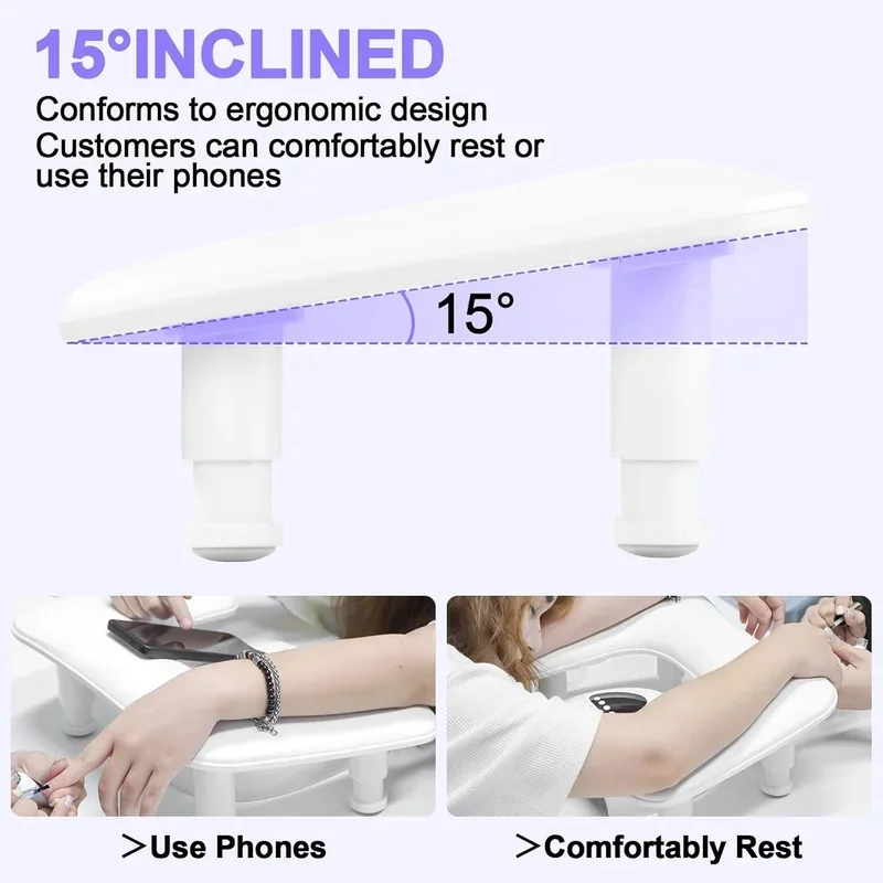 U-Shaped Nail Arm Rest Adjustable Rotating Height Manicure Hand Rest Pillow Cushion for Nail Salon and Home Use