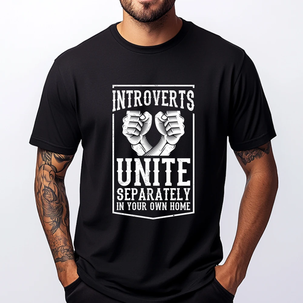 

Funny Introverts Unite Separately Computer Nerd Graphic Tee Cotton Luxury T-Shirt Men High Quality Anime Tshirts