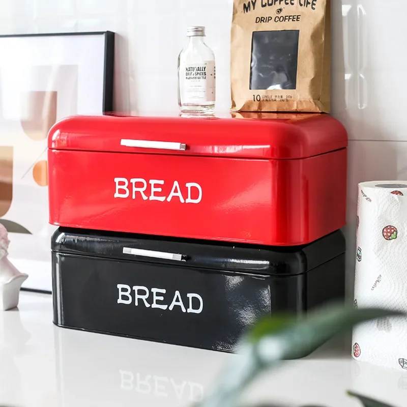 

Nordic Retro Dustproof Snack Box American Classic Multifunctional Iron Medicine Box Kitchen Thickened Metal Bread Storage Box