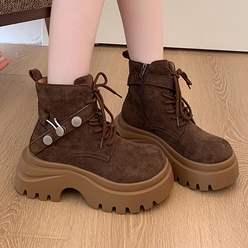 

Women's Ankle Boots Flats Platform Casual Sport Shoes Fashion Suede New Winter Boots 2025 Designer Cozy Mujer De Chelsea Botas