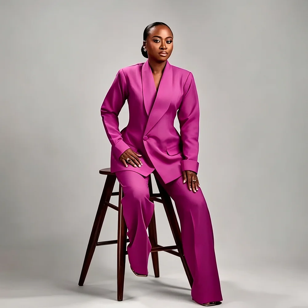 2 Pieces Suit Tailor-Made Women One Button Fashion Outfit Jacket Pants Shawl Lapel Smart Casual Clothes Lady Sets Customized