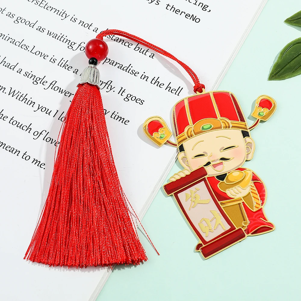 1pcs God of Wealth metal bookmark, a beautiful bookmark jewelry, also ideal for students' book page study stationery