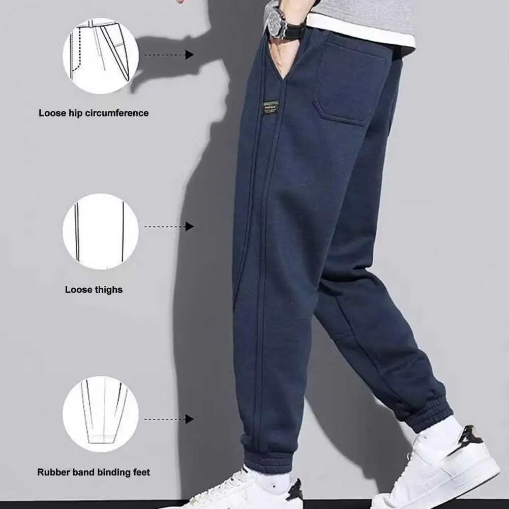 

Workout Pants Warm Winter Fleece Pants Soft Warm Men's Drawstring Sweatpants with Elastic Waist Ankle-banded Pockets for Spring