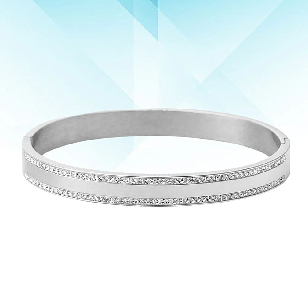 

Premium Rhinestone Bracelet Stainless Steel Bangle Fashion Jewelry Gift for Women Birthday Christmas Graduation Wedding Party