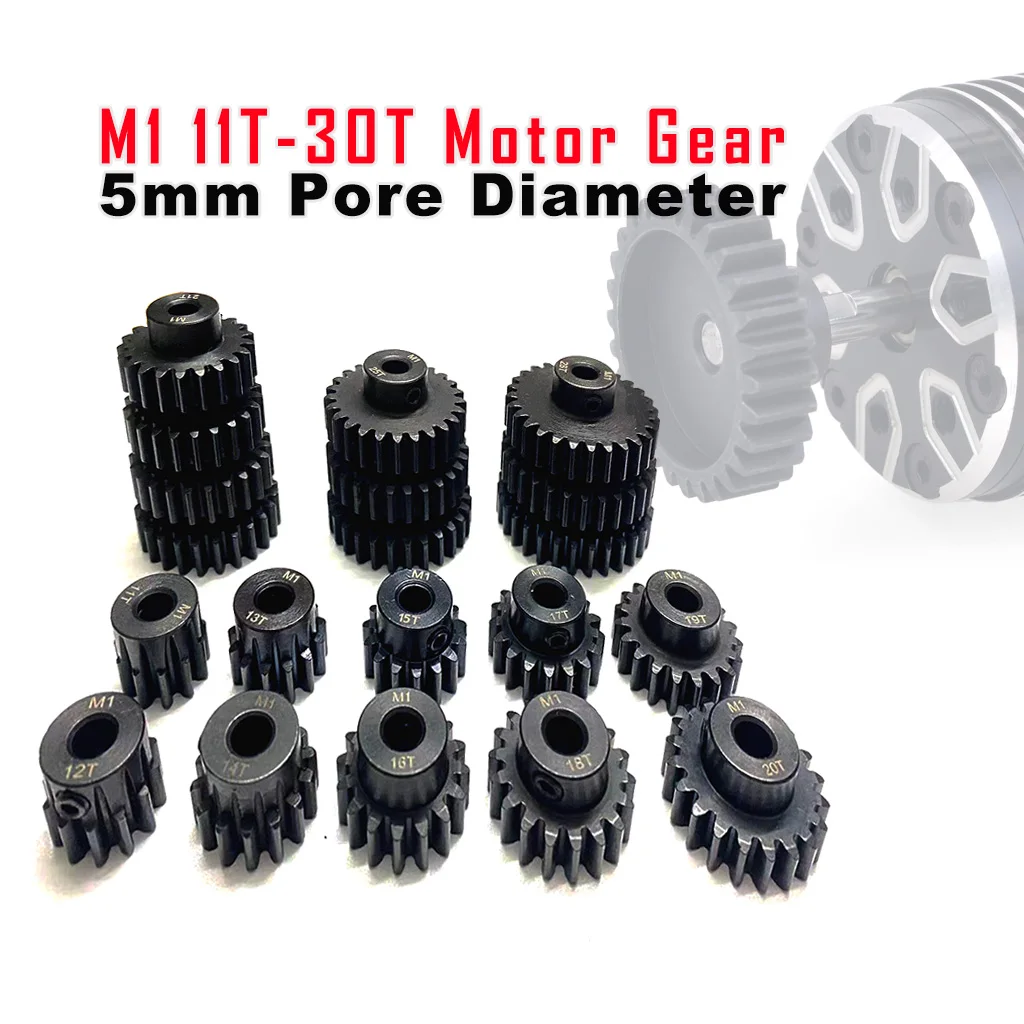 M1 5mm 23T 24T 25T 26T 27T 28T 29T 30T Black Steel Metal Pinion Motor Gear for 1/8 1/10 1/7 RC Car 5mm Shaft Motor Gear