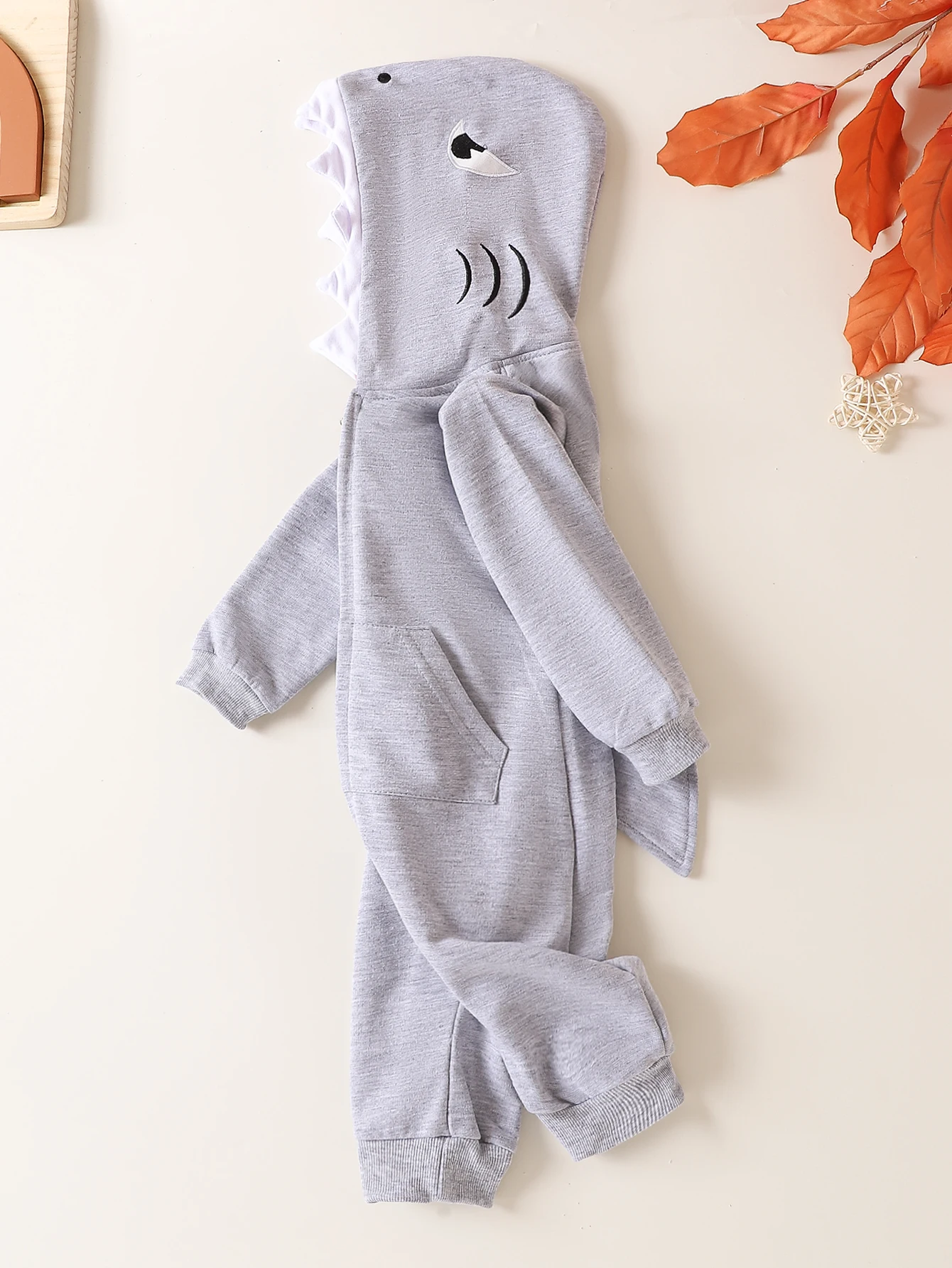 Autumn Newborn Infant Baby Boys & Girls Long Sleeved Hooded Shark Romper Onepiece Crawling Suit Baby Clothing