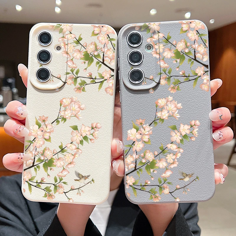 Cherry Blossom Sakura Case For Samsung Galaxy S24 S23 S22 S25 Ultra S21 FE A14 A34 A16 A36 A56 A15 A25 A35 A52 A53 A54 A55 5G