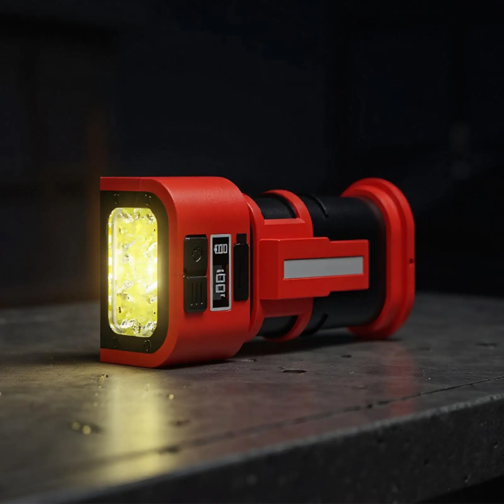 

LED Rechargeable Work Light 180-degree Rotate Magnetic LED Work Light Type-C Charging Double Hooks Digital Display Lamp For