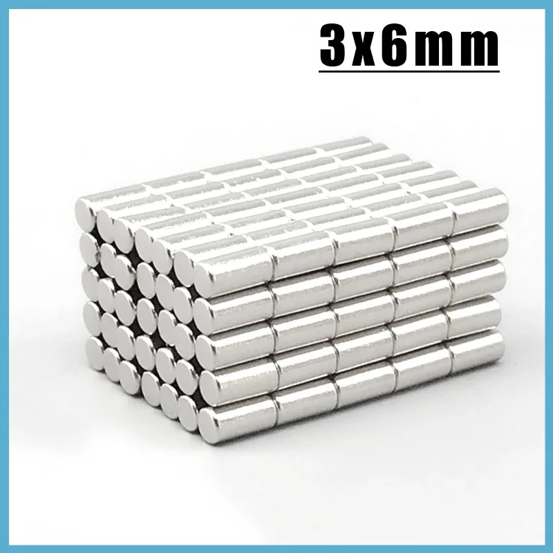 50-1000 Stück 3x6 mm Mini-Magnete, rund, 3 mm x 6 mm, Neodym-Magnetscheibe, permanent, NdFeB, stark, leistungsstark, magnetischer Haken, Werkzeug – Detail 3