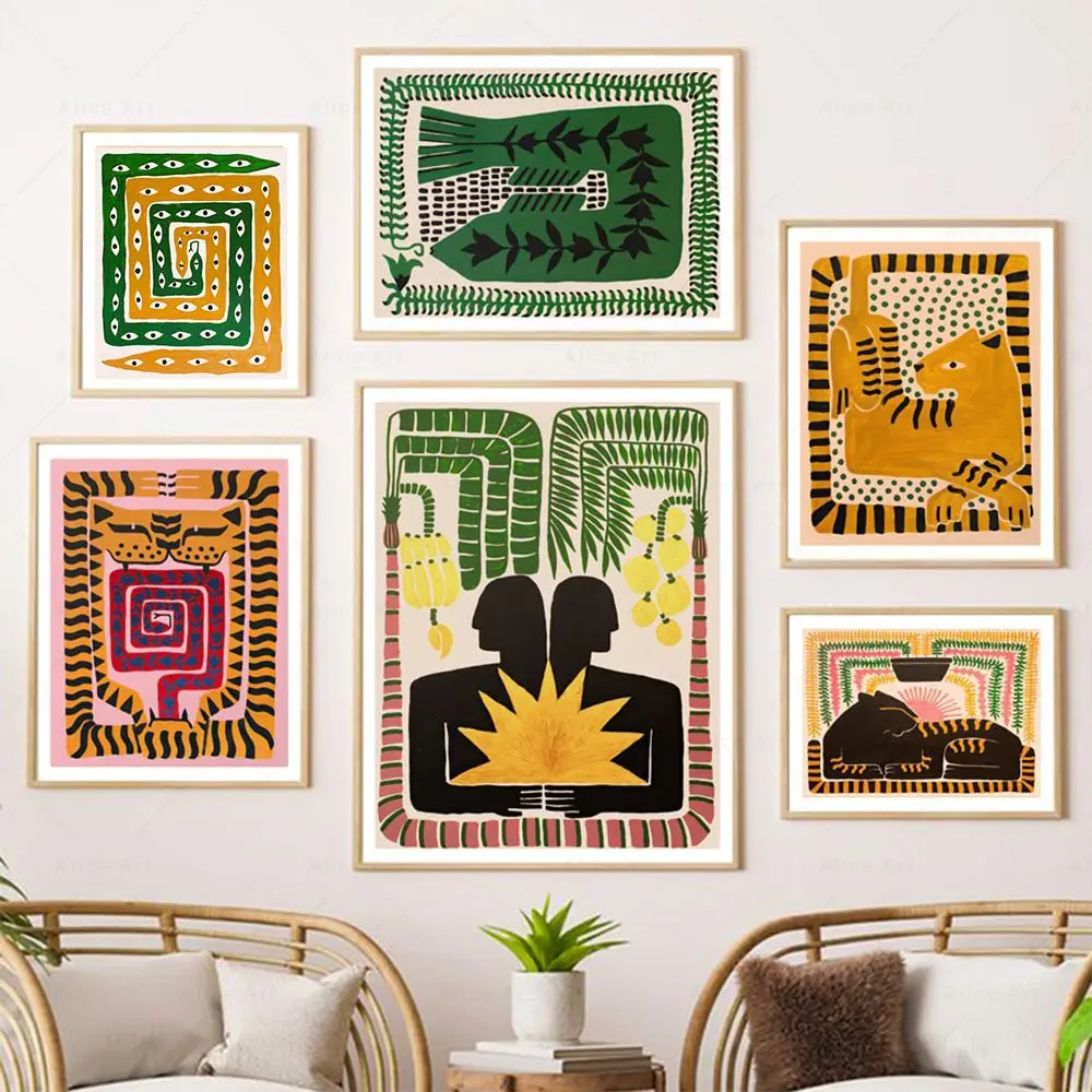 Colorful Abstract Ancient Egypt Snake Leopard Tiger Wall Art Canvas Painting Posters And Prints Wall Pictures Living Room Decor