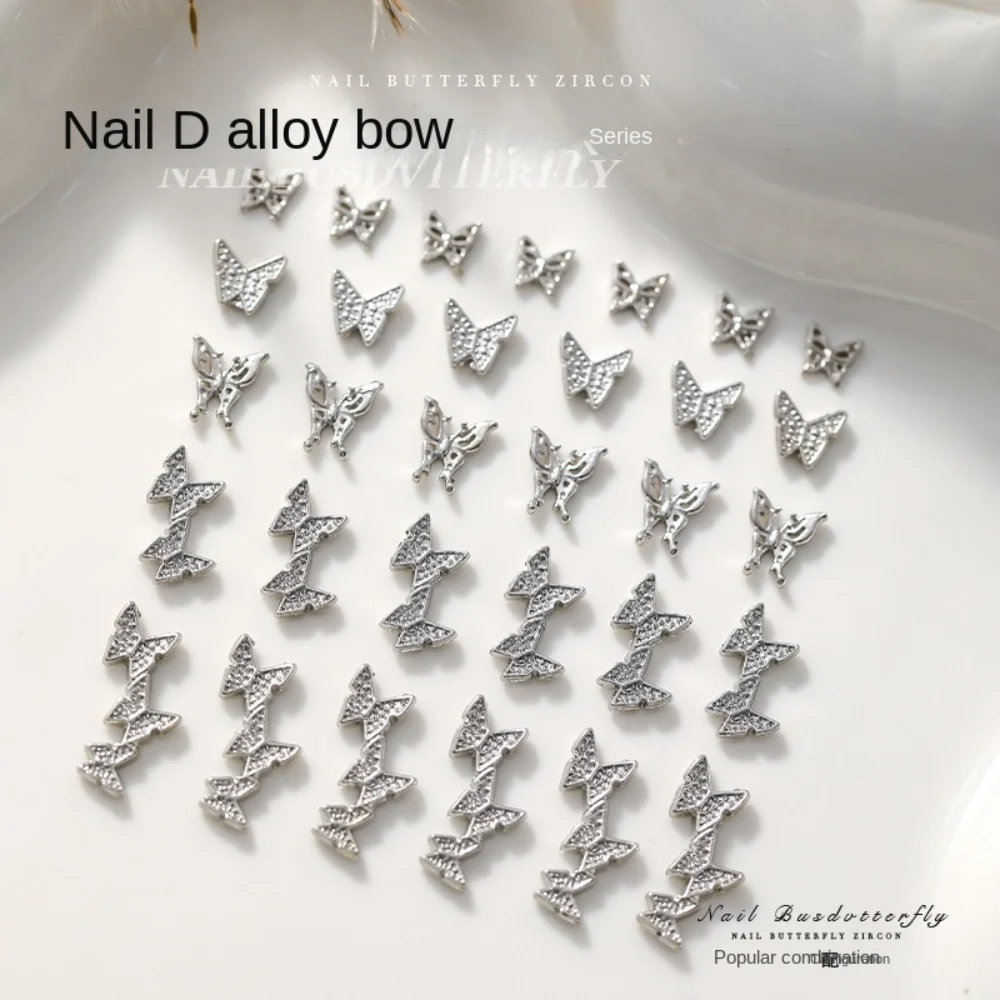 10pcs Metal Butterfly Nail Art Decoration Jewelry Crystal 3D Nail Charm DIY Wedding Design Nail Rhinestone Manicure Accessory