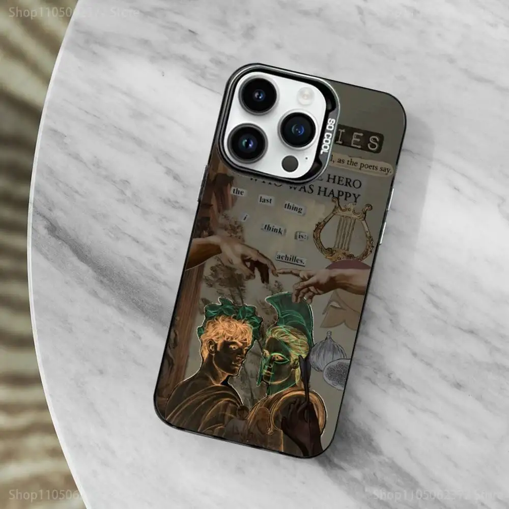 Funda de teléfono The S-Song O-OF Achilles para iPhone 11,12,13,16,14,15, Mini,Pro,XS,MAX, funda negra mate a prueba de golpes