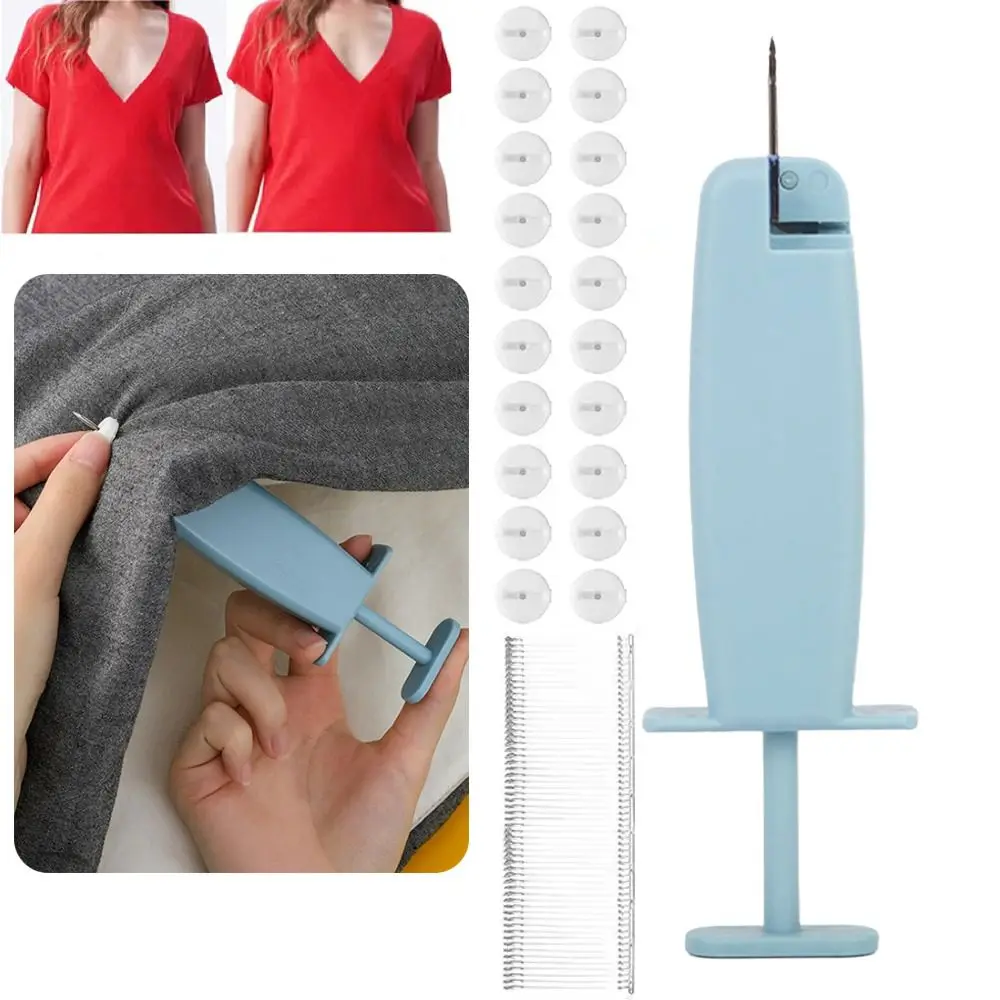 Edging Quick Clothing Fixer with 200pcs Fasteners Easy To Use Micro Tagging Stitch Tool Mini Handheld Sewing Fixer for Bed Sheet