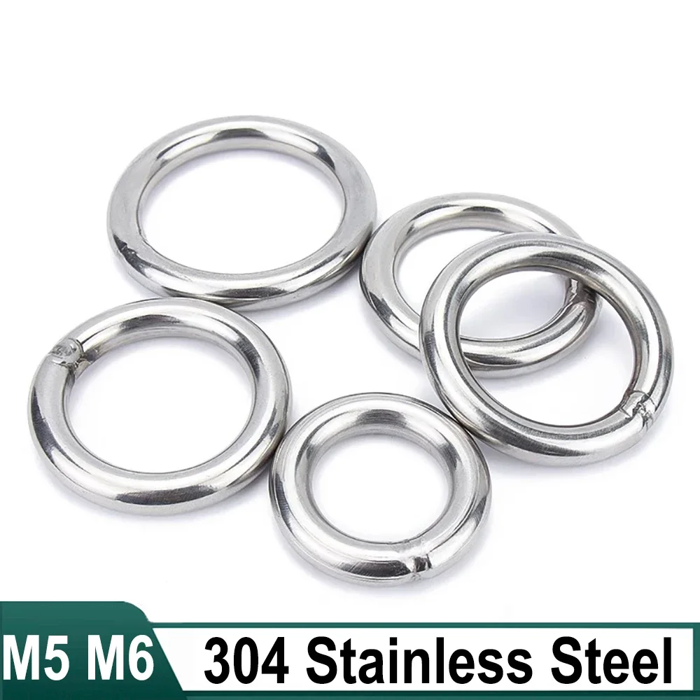 304 Stainless Steel Circular Ring O-Shaped Ring Solid Ring M5 M6 Hammock Yoga Connection Steel Ring ﻿
