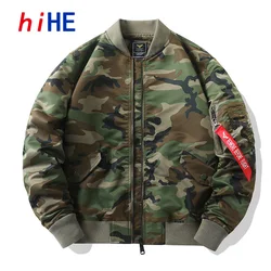 Camo Bomber Jacket Men Spring Autumn Pilot Coat Man Long Sleeve Camouflage MA1 Mens Clothing 2026 Hip Hop Casual OuterWear Z1